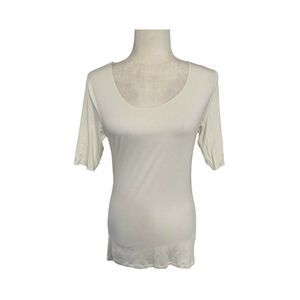 majestic paris womens solid white short sleeve top t shirt 4 large France
